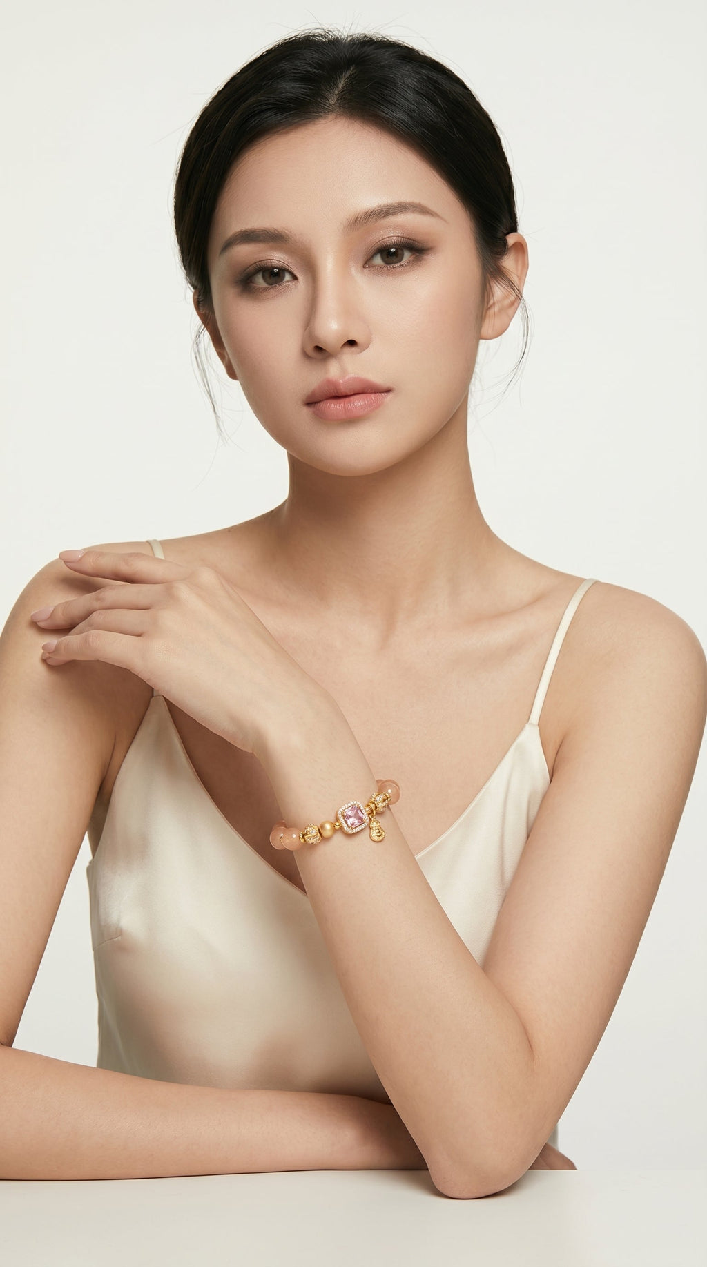 peach-moonstone-bracelet wrist