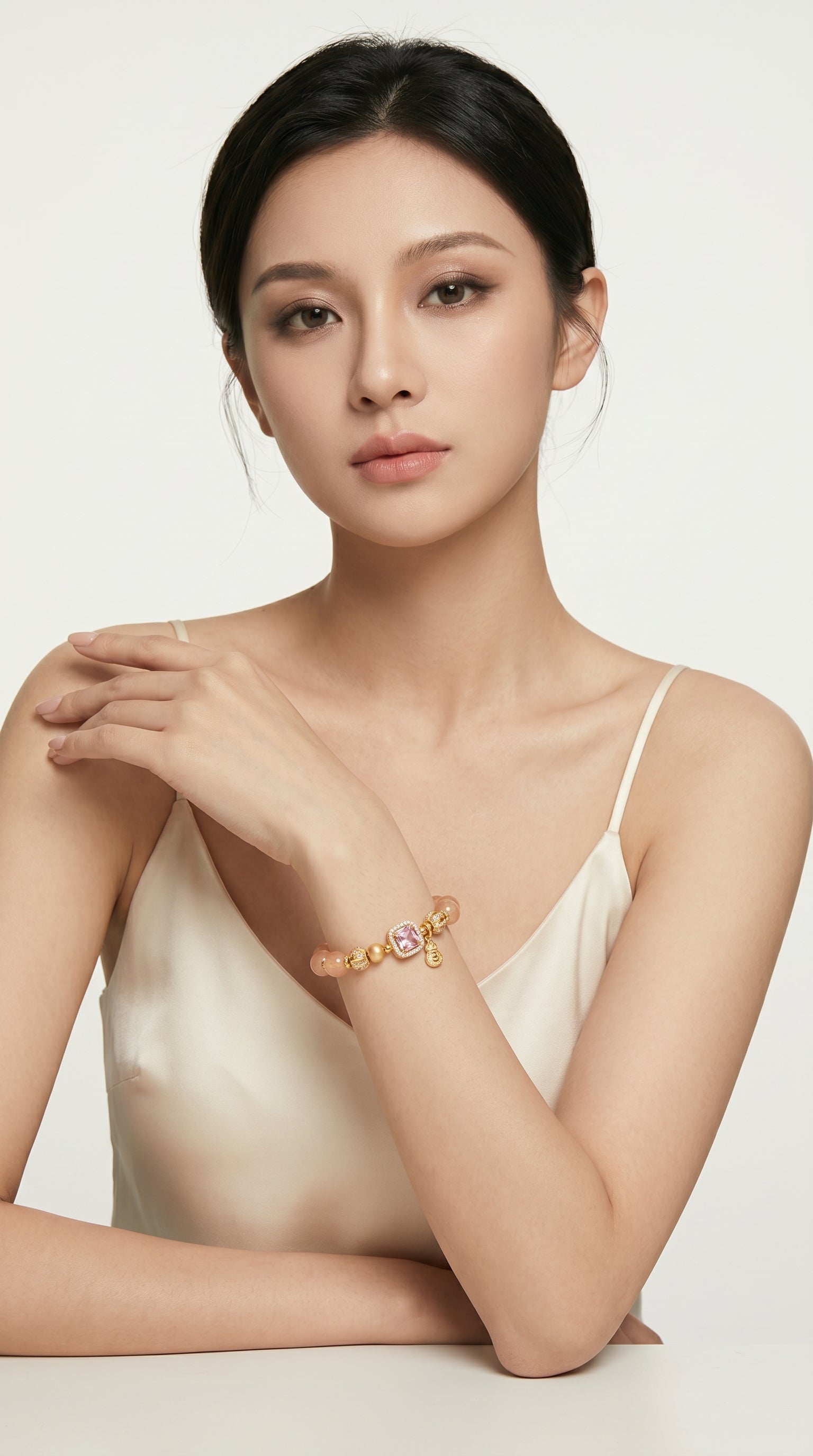 peach-moonstone-bracelet wrist